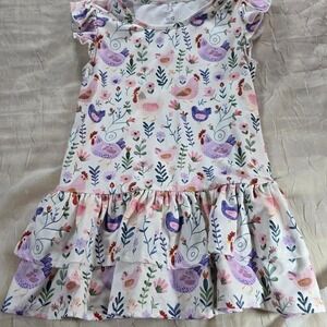 Pete + Lucy Girls Chicken Floral Ruffle Dress p+lush Farm Cottagecore 10/12